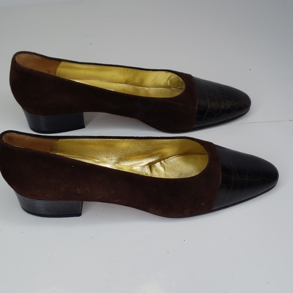 Pancaldi brown suede/croco toe & heel size 8.5AA - Picture 2 of 9
